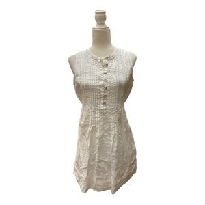Quince European Linen White Sleeveless Swing Dress Size XS Summer Romantic